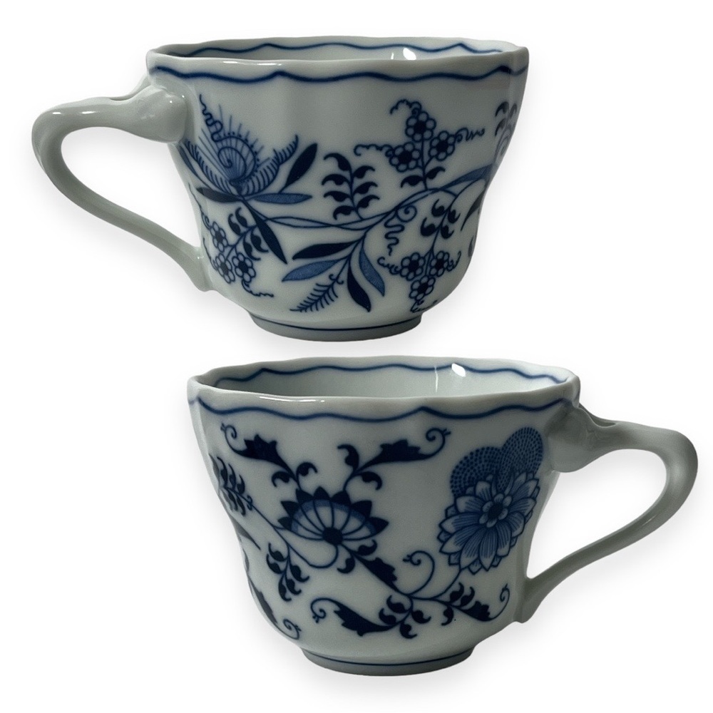 Vintage Blue Danube Japan Tea Cups Set of 6 Blue White Floral Split‎ Handle 8 oz - Picture 4 of 11